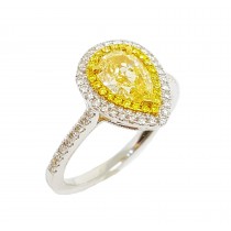 18K Gold 1.48CtTW Fancy Yellow Diamond Ring