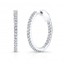 14K White Gold 1.50CtTW Diamond Hoop Earrings