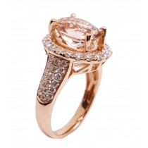 14K Rose Gold 3.50Ct Morganite & Diamond Ring