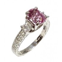14K White Gold Diamond and Pink Spinel Ring