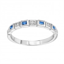 14K White Gold Diamond & Sapphire Stackable Ring