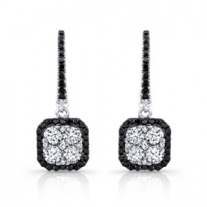 18K White Gold 1.50CtTW Black & White Diamond Earrings